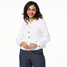 "As Is" Nina Leonard Denim Twill Jacket with Faux Pockets