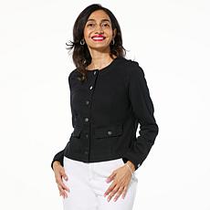 "As Is" Nina Leonard Denim Twill Jacket with Faux Pockets