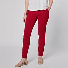 "As Is" Nina Leonard Elastic Waist Slim Leg Pant with Invisible Zip...