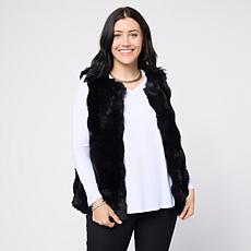 "As Is" Nina Leonard Faux Fur Vest with Pockets
