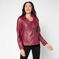 "As Is" Nina Leonard Faux Leather Moto Jacket