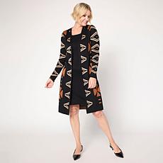 "As Is" Nina Leonard Jewel Neck Twofer Midi Dress