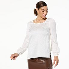 "As Is" Nina Leonard Long Sleeve Drape-Neck Top