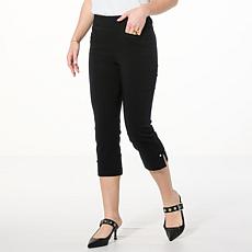 "As Is" Nina Leonard Millennium Crop Pant with Crystal Button Detail