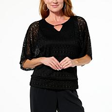 "As Is" Nina Leonard Novelty Knit Dolman Top 