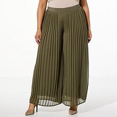 "As Is" Nina Leonard Pleated Chiffon Palazzo Pant
