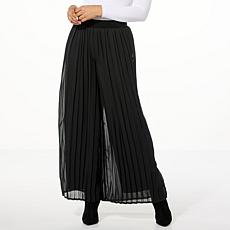 "As Is" Nina Leonard Pleated Chiffon Palazzo Pant