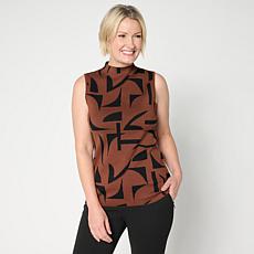 "As Is" Nina Leonard Printed Mock Neck Sweater Tank