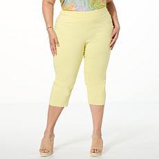 "As Is" Nina Leonard Pull-on Crop Pant with Scalloped Detail