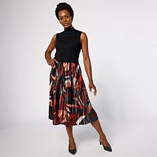 "As Is" Nina Leonard Ribbed Knit Sleeveless Mock-Neck Midi Dress