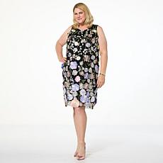 "As Is" Nina Leonard Sleeveless Embroidered Sheath Dress