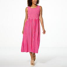 "As Is" Nina Leonard Sleeveless Smocked Bodice Dress