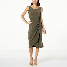 "As Is" Nina Leonard Sleeveless Wrap Waist Midi Dress