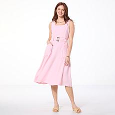 "As Is" Nina Leonard Square-Neck Textured Wave Midi Dress
