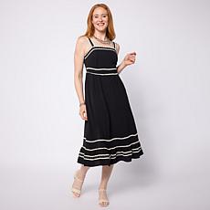 "As Is" Nina Leonard Textured Wave Midi-Length Fit and Flare Dress
