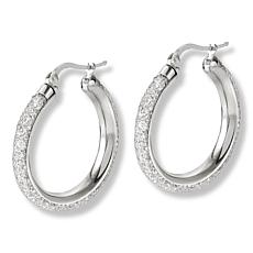 "As Is" Nomination Italy Goldtone Mesh & Crystal Medium Hoop Earrings