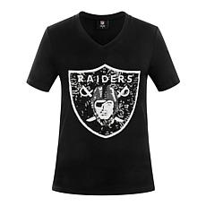 As Is Officially Licensed NFL Women's Sequin Logo Tee - Falcons
