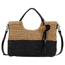 "As Is" Patricia Nash Marguerite Woven Tote with Pom Pom Tassel