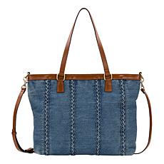 "As Is" Patricia Nash Nadine Stonewashed Denim Satchel Handbag