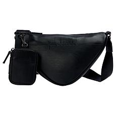 "As Is" Phluid Metallic Logo-Embossed Triangular Crossbody Bag