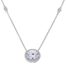 "As Is" Radiance by Absolute™ Strling Silvr Halo Solitaire Drop Ncklce