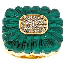 "As Is" Rarities Carved Gemstone and Champagne Diamond East-West Ring