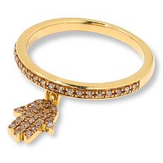 "As Is" Rarities Gold-Plated Champagne Diamond Charm Band Ring