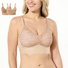 "As Is" Rhonda Shear 2-pack Molded Cup Bra with Cross Back Mesh Detail