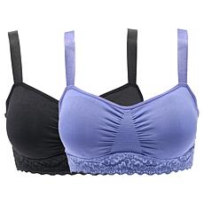 "As Is" Rhonda Shear 2-pack Seamless Bra with Lace Band