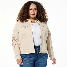 As Is Tower Hill by Christie Brinkley Eyelet Embroidered Denim Jacket
