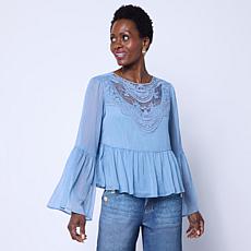 "As Is" Tower Hill by Christie Brinkley Knit Lace Top