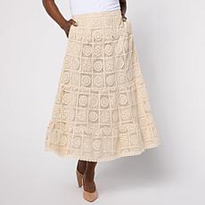 "As Is" TowerHill by Christie Brinkley Tiered Crocheted Skirt
