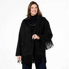"As Is" TWRHLL by Christie Brinkley Brushed Faux Melton Jacket with...