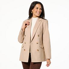 "As Is" TWRHLL by Christie Brinkley Double-Breasted Relaxed Blazer