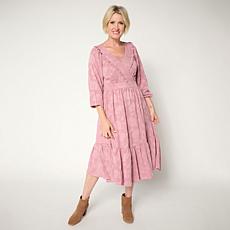 "As Is" TWRHLL by Christie Brinkley Floral Jacquard Midi Dress