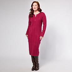 "As Is" TWRHLL by Christie Brinkley Henley Cable Knit Dress