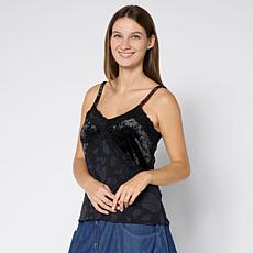 "As Is" TWRHLL by Christie Brinkley Mixed Media Lace Cami