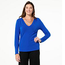 "As Is" TWRHLL by Christie Brinkley V-Neck Long-Sleeve Top