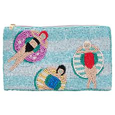 "As Is" Wildflower San Tropez Beaded Cosmetic Coin Pouch
