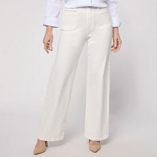 "As Is" WynnDenim Wide Leg Twill Pant with Patch Pockets