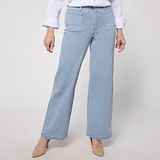 "As Is" WynnDenim Wide Leg Twill Pant with Patch Pockets