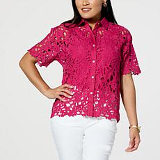 "As Is" WynneCollection Abstract Floral Lace Top