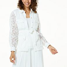 "As Is" WynneCollection Belted Lace Jacket