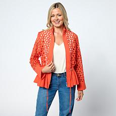 "As Is" WynneCollection Cotton Eyelet Peplum Jacket