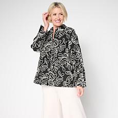 "As Is" WynneCollection Cotton Novelty Button-Down Shirt