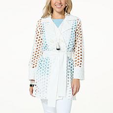 "As Is" WynneCollection Eyelet Trench Coat