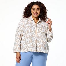 "As Is" WynneCollection Floral Jacquard Shirt