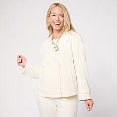 "As Is" WynneCollection French Terry Double-Breasted Short JacketDo...