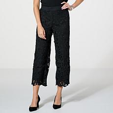 "As Is" WynneCollection Lined Abstract Floral Lace Pant