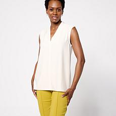 "As Is" WynneCollection Luxe Crepe Sleeveless V-Neck Top